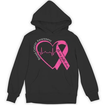 Breast Cancer Awareness Heart Pink Ribbon Support Squad Hoodie - Seseable