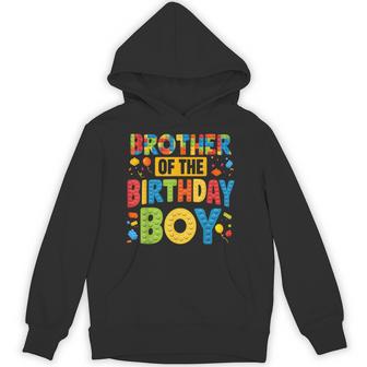 Brother Of The Birthday Boy Building Block Bday Party Hoodie - Thegiftio