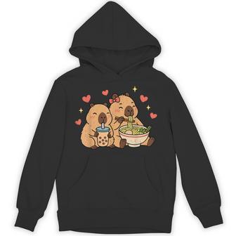 Capybara Ramen Kawaii Anime Drinking Bubble Tea Capy Lover Hoodie - Thegiftio