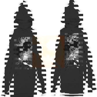 Cat Meme Wearing Sunglass And Smoking Cigarette Gangster Cat Hoodie - Monsterry