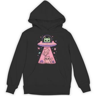 Cat Ufo Cute Kitty Kawaii Space Pink Spaceship Alien Hoodie - Thegiftio