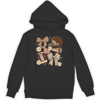Cheer Touchdown American Football Game Day Coquette Bow Hoodie - Monsterry