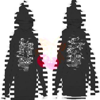 Cherry Coquette Aesthetic With Leopard Bow Hoodie - Thegiftio