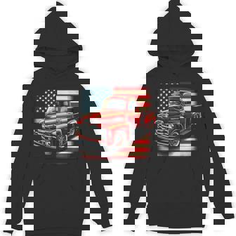 Classic Old Pickup Truck 4Th Of July Patriotic American Flag Hoodie - Monsterry