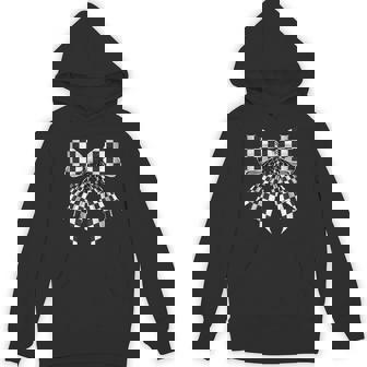 Coquette Bow Black White Checkered Pattern Hoodie - Thegiftio UK