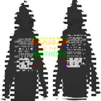 Cousin Of The Birthday Boy Video Gamer Black Boys' Birthday Pixel Number Hoodie - Monsterry