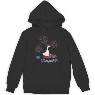 Cute Americana 4Th Of July Firework Goose Firequaker Hoodie - Thegiftio UK