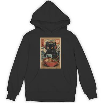 Cute Kawaii Gamer Cat Ramen Retro Japanese Cat Gaming Hoodie - Thegiftio