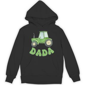 Dada Of The Birthday Boy Tractors Farm Trucks Family Party Hoodie - Thegiftio UK