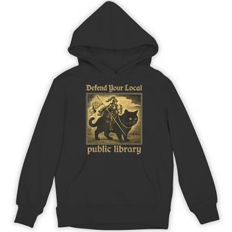 Defend Your Local Public Library Cat Knight Hoodie - Thegiftio UK