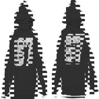 Distressed White Number 67 Jersey Player Uniform 67 Grunge Hoodie - Thegiftio