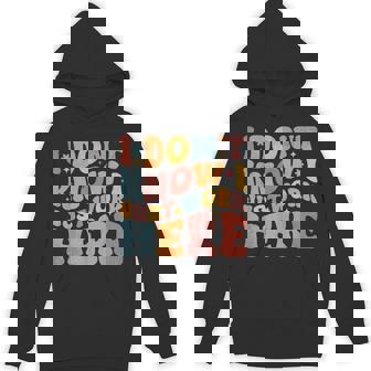 I Don't Know I Just Work Here Humorous Sayings Small Black Hoodie - Thegiftio