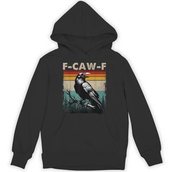 F-Caw-F Black Crow Black Bird Retro Sunset Vintage F-Caw-F Hoodie - Thegiftio UK