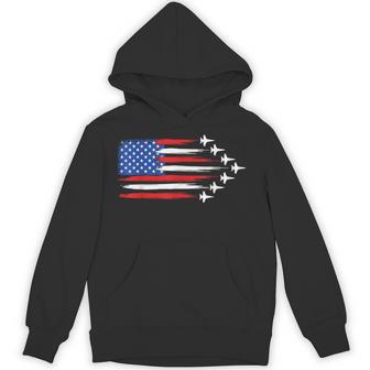 Fighter Jet Airplane American Flag Fighter Jets 4Th Of July Hoodie - Thegiftio UK