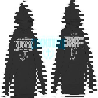 My First Communion Boys Catholic Religious Cross Blue Hoodie - Thegiftio