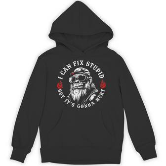 I Can Fix Stupid But It's Gonna Hurt Monkey Vintage Hoodie - Thegiftio UK
