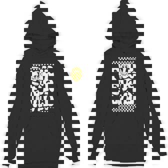 Four Ever Wild 4 Year Old Birthday Happy Dude Checkered Hoodie - Thegiftio