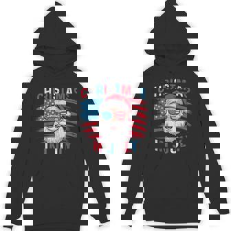 Fourth Of July Christmas Us Flag Sunglasses Santa Xmas 2025 Hoodie - Monsterry