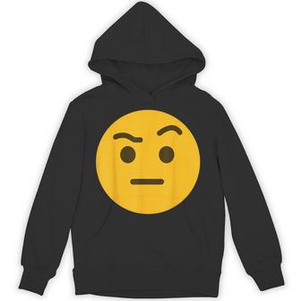 Emoticon Face With Raised Eyebrow Humor Doubtful Face Hoodie - Thegiftio UK
