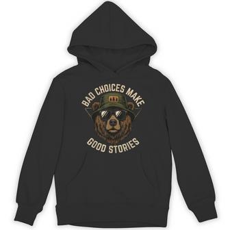 Graphic Vintage Bear Bad Choices Make Good Stories Hoodie - Thegiftio UK