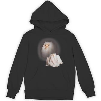 Ghost Cat Ghost Kitten Cat Meme Halloween Hoodie - Thegiftio UK