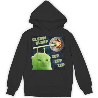 Glerp Glorp Zep Zep Cat Silly Alien Meme Cat Meme Brainrot Hoodie - Thegiftio UK