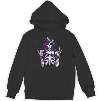 Goth Girl Emo Punk Skeleton Grunge Hoodie - Thegiftio
