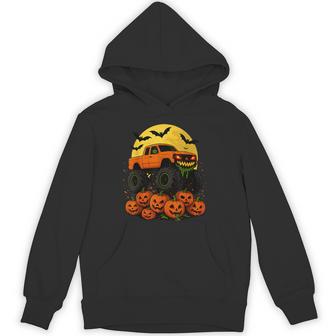Halloween Monster Truck Crushing Pumpkins Hoodie - Thegiftio UK