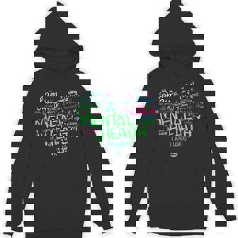 Heart I Wear Green For Mental Health Awareness Month Ribbon Hoodie | Mazezy