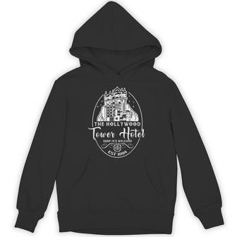 Hollywood Tower Hotel Ride Spooky Theme Park Adventure Hoodie - Thegiftio UK