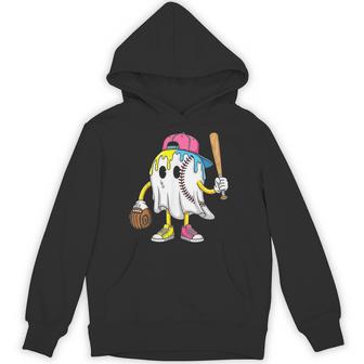 Ice Cream Drip Ghost Baseball Spots Baseball Drip Halloween Hoodie - Thegiftio UK