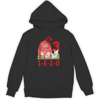 I'm 3 I-E-I-O Farm Theme 3Rd Birthday 3 Year Old Party Hoodie - Thegiftio UK