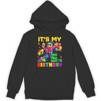 Its My 5Th Fifth Birthday Building Brick 5 Years Old Boys Hoodie - Thegiftio UK