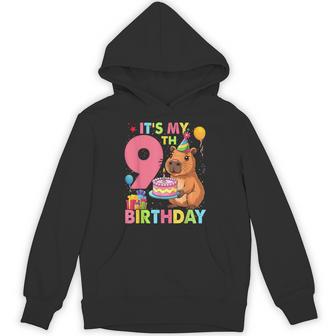 It's My 9Th Birthday Capybara 9 Years Old Capy Birthday Hoodie - Thegiftio UK