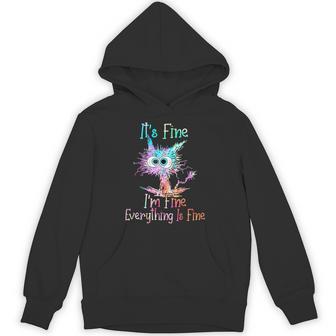 It's Fine I'm Fine Everything Is Fine Tie Dye Cat Hoodie - Thegiftio UK