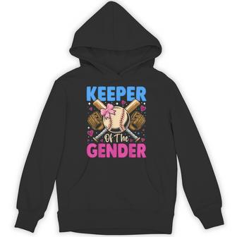 Keeper Of The Gender Baseball Or Bows Gender Reveal Party Hoodie - Thegiftio UK