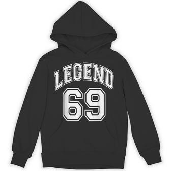 Legend 69 Number Varsity Team 69Th Birthday & 69 Years Old Hoodie - Thegiftio UK