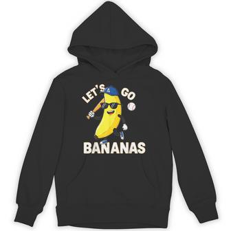 Let's Go Bananas Baseball Banana Cool Cartoon Sports Hoodie - Thegiftio UK