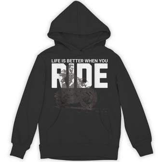 Life Is Better When You Ride Cool Motorcycle Biker Boys Hoodie - Thegiftio UK