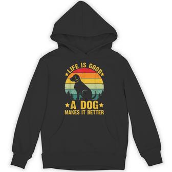 Life Is Good A Dog Makes It Better Vintage Hoodie - Thegiftio UK