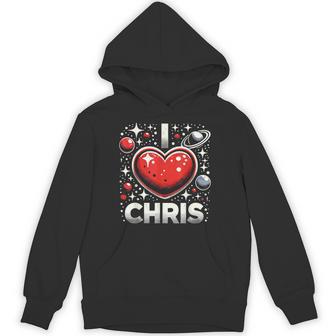 I Love Chris Red Heart I Heart Chris Hoodie - Thegiftio