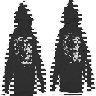 Lung Cancer Awareness Heart White Ribbon Support Hoodie - Thegiftio