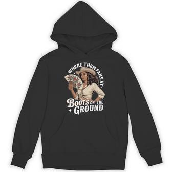Where Them Fans At Boots On The Ground Cowgirl Hoodie - Thegiftio UK