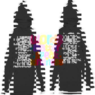 Words Matter Speak Kindness Colorful Positive Message Retro Hoodie - Thegiftio