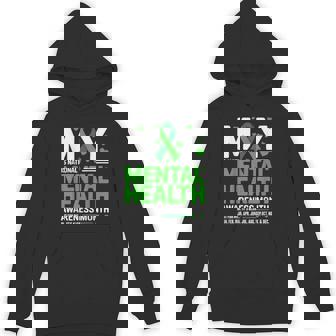 In May We Wear Green Mental Health Awareness Green Ribbon Hoodie - Thegiftio UK