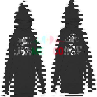Mexico Flag Mexican Pride Heartbeat Ekg Pulse Mexico Emblem Hoodie | Mazezy