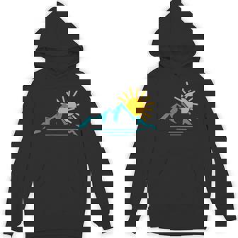 Nature Sunrise Mountains Hiking Camping Camper Outdoors Hoodie - Monsterry