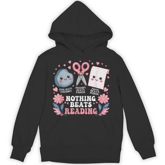 Nothing Beats Reading Book Librarian Rock Paper Scissors Hoodie - Monsterry