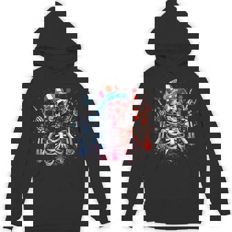 Party In The Usa Rock Hand July 4Th American Skeleton Hoodie - Monsterry