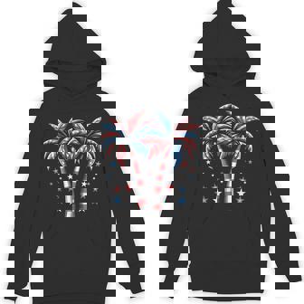 Patriotic American Palm Trees Usa Flag Summer 4Th Of July Hoodie - Thegiftio UK
